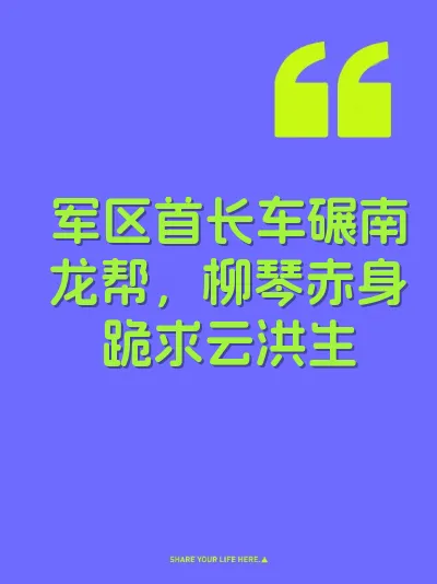 军区首长车碾南龙帮，柳琴赤身跪求云洪生
