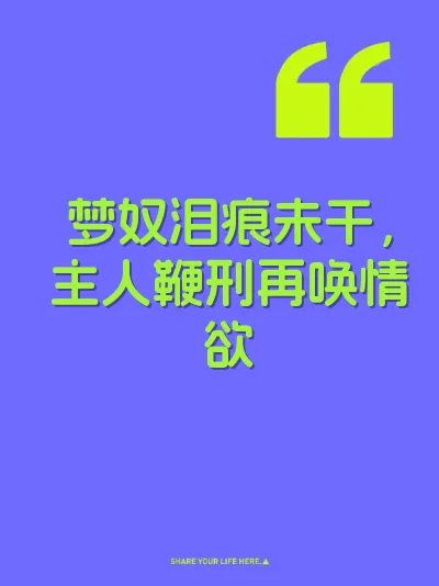 梦奴泪痕未干，主人鞭刑再唤情欲