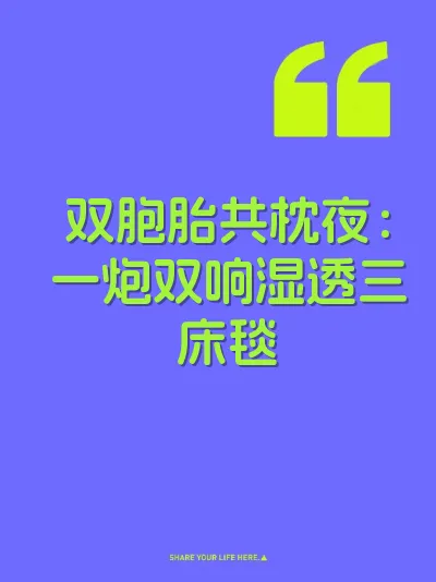 双胞胎共枕夜：一炮双响湿透三床毯
