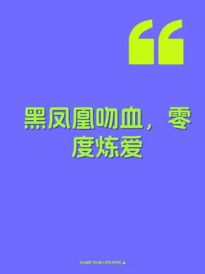 黑凤凰吻血，零度炼爱