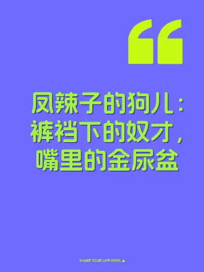 凤辣子的狗儿：裤裆下的奴才，嘴里的金尿盆