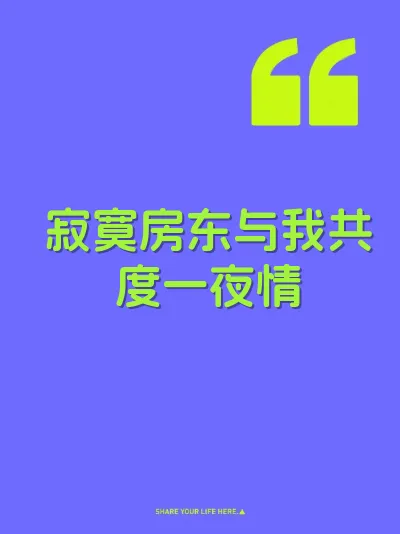 寂寞房东与我共度一夜情