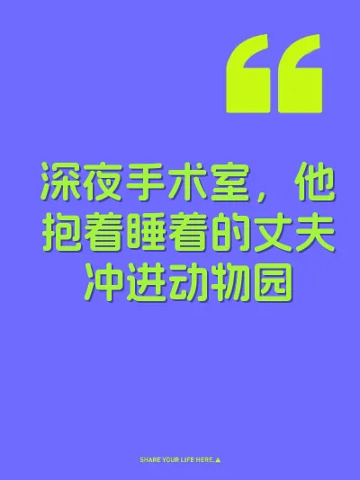 深夜手术室,他抱着睡着的丈夫冲进动物园