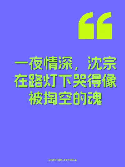 一夜情深，沈宗在路灯下哭得像被掏空的魂