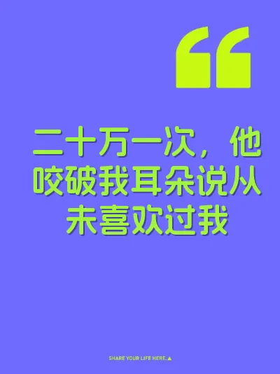 二十万一次，他咬破我耳朵说从未喜欢过我