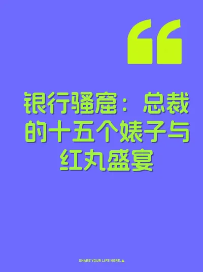 银行骚窟：总裁的十五个婊子与红丸盛宴