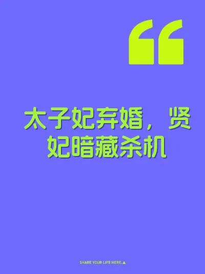 太子妃弃婚，贤妃暗藏杀机