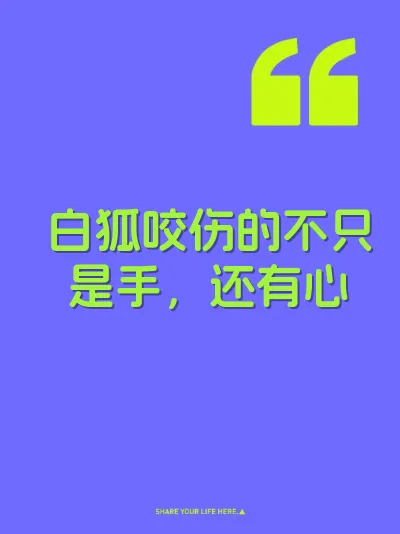 白狐咬伤的不只是手,还有心